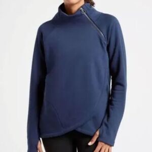 Athleta -822 Cozy Karma‎ Asymmetrical Blue Pullover Sweater Small